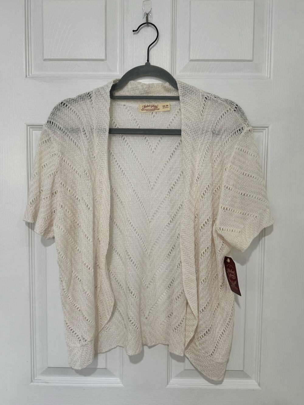 NWT Faded Glory White Open Front Cardigan Made in USA XXL